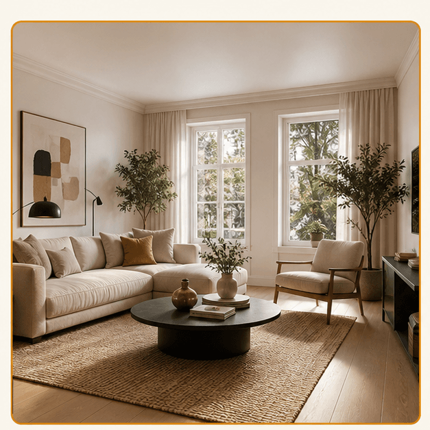 Generated staged living room direction for a seen property brief